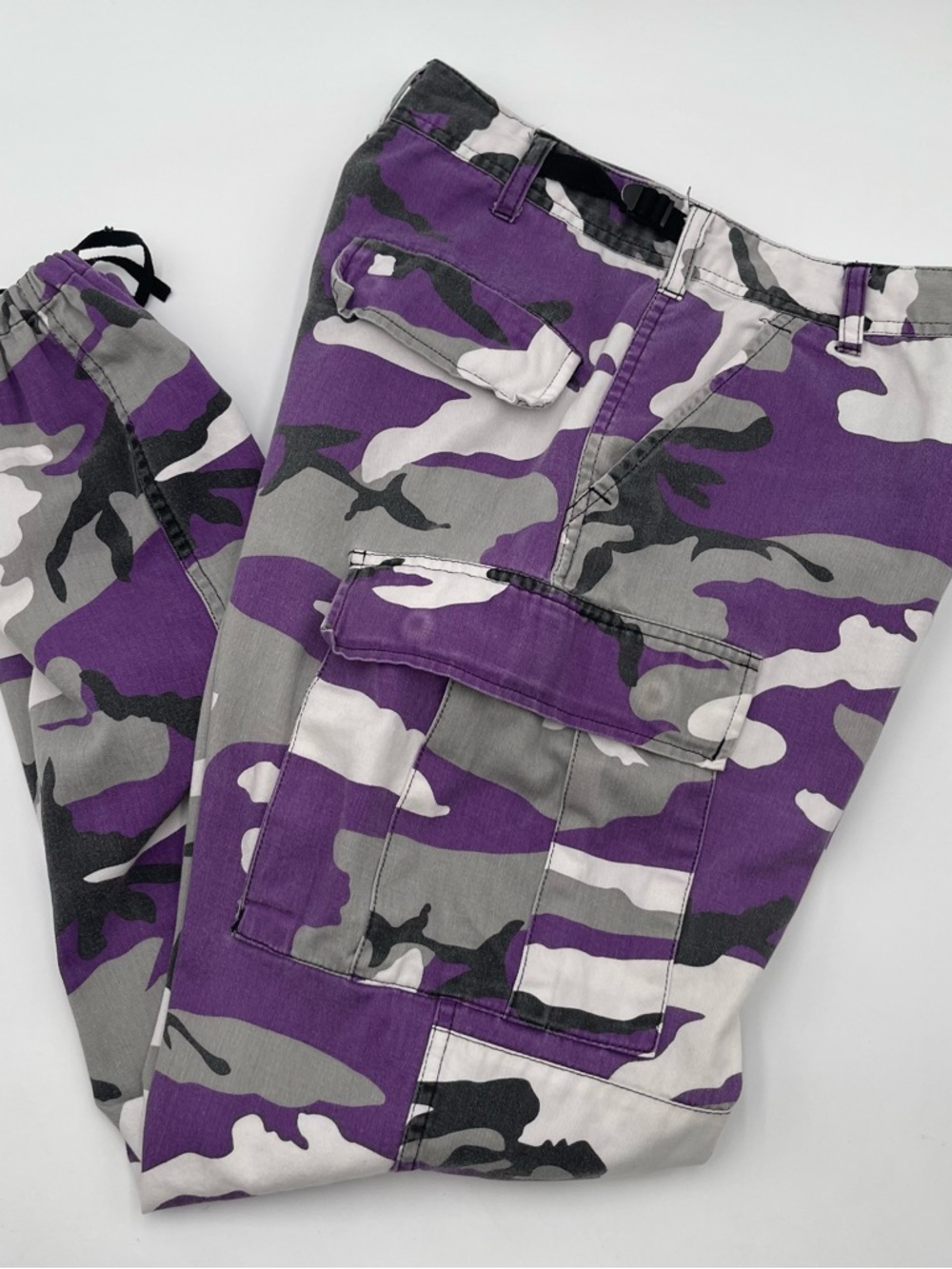 Rothco Pants Purple Camo BDU Cargo Button Fly Drawstring Hem Tactical Sz Small - Picture 6 of 13